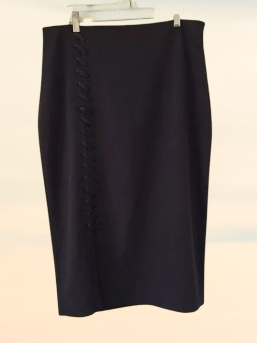 Worthington Femme Fatale Black Lace Up Pencil Skirt Sz 14